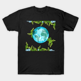 Watercolor Earth Flower T-Shirt